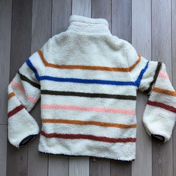 Faherty Sherpa Fleece Jacket Striped Multi Color Zip Up Size S Cozy - Picture 3 of 10